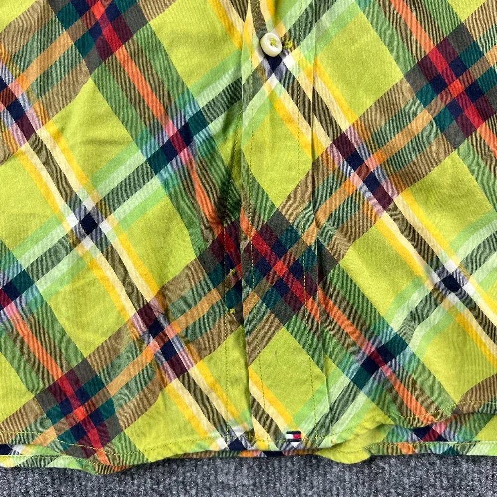 Tommy Hilfiger Shirt Adult Large Green Plaid Button Up Long Sleeve Casual Mens - Picture 6 of 16